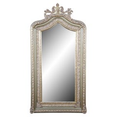 20th C. French Louis XVI Giltwood Dressing Floor Pier Mirror Beveled Glass 85"