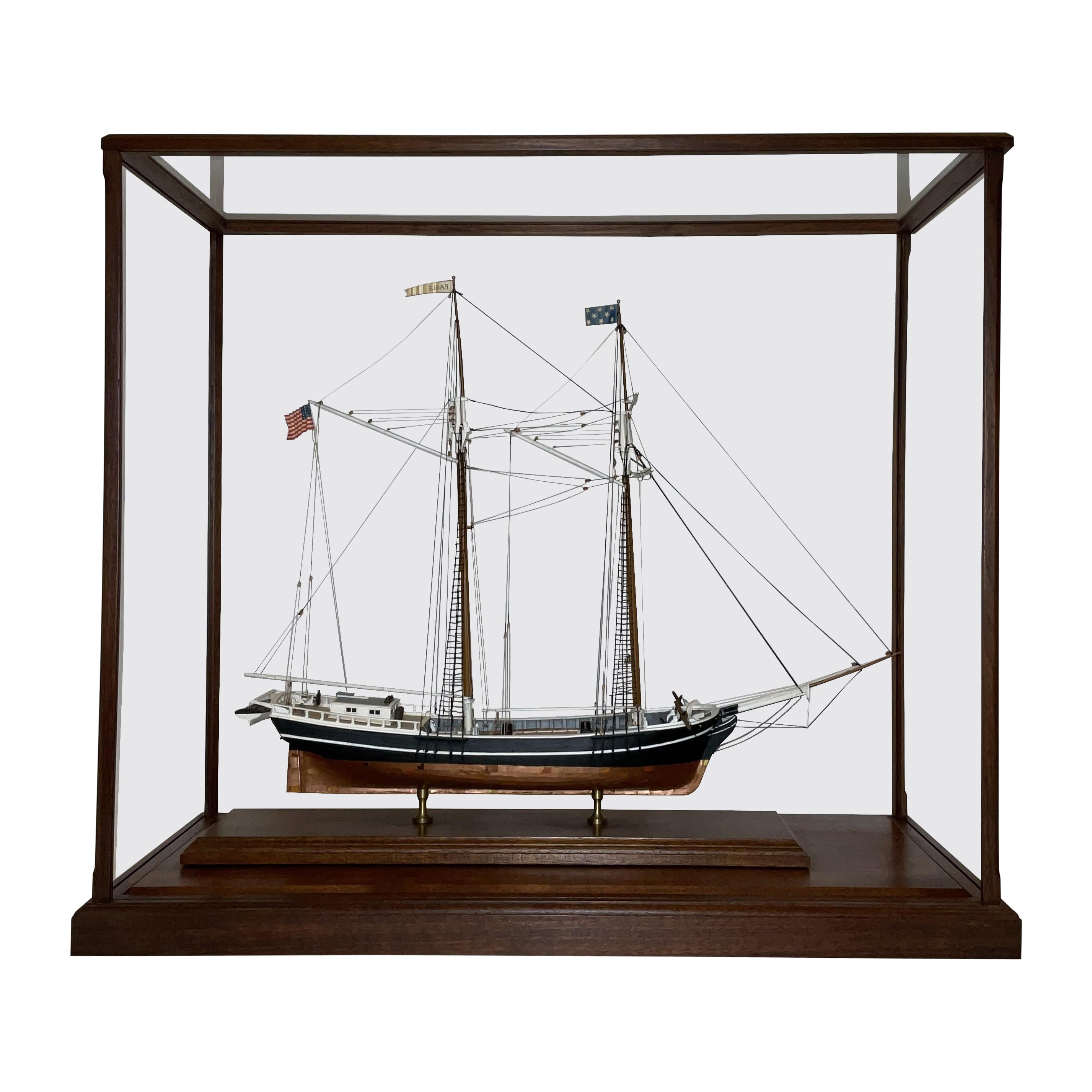Cased Model of the Topsail Schooner Eagle For Sale