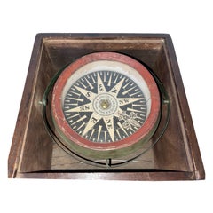 19th Century Wood Bowl Ship's Compass by Samuel Thaxter of Boston