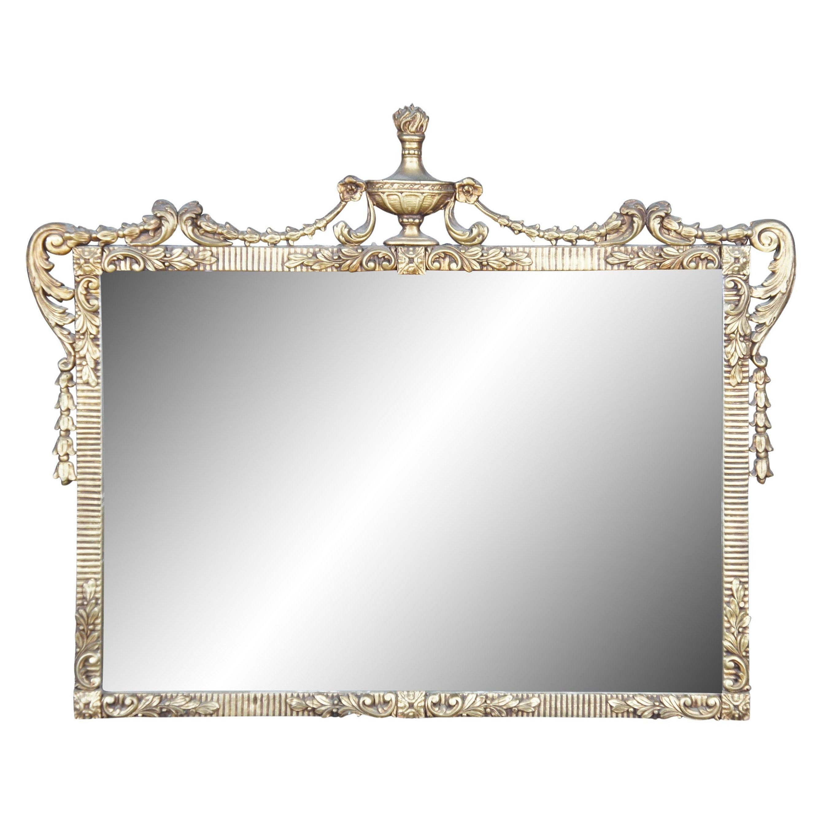 Antique Early 20th Century French Neoclassical Hollywood Regency Wall Mirror 39" (miroir mural)