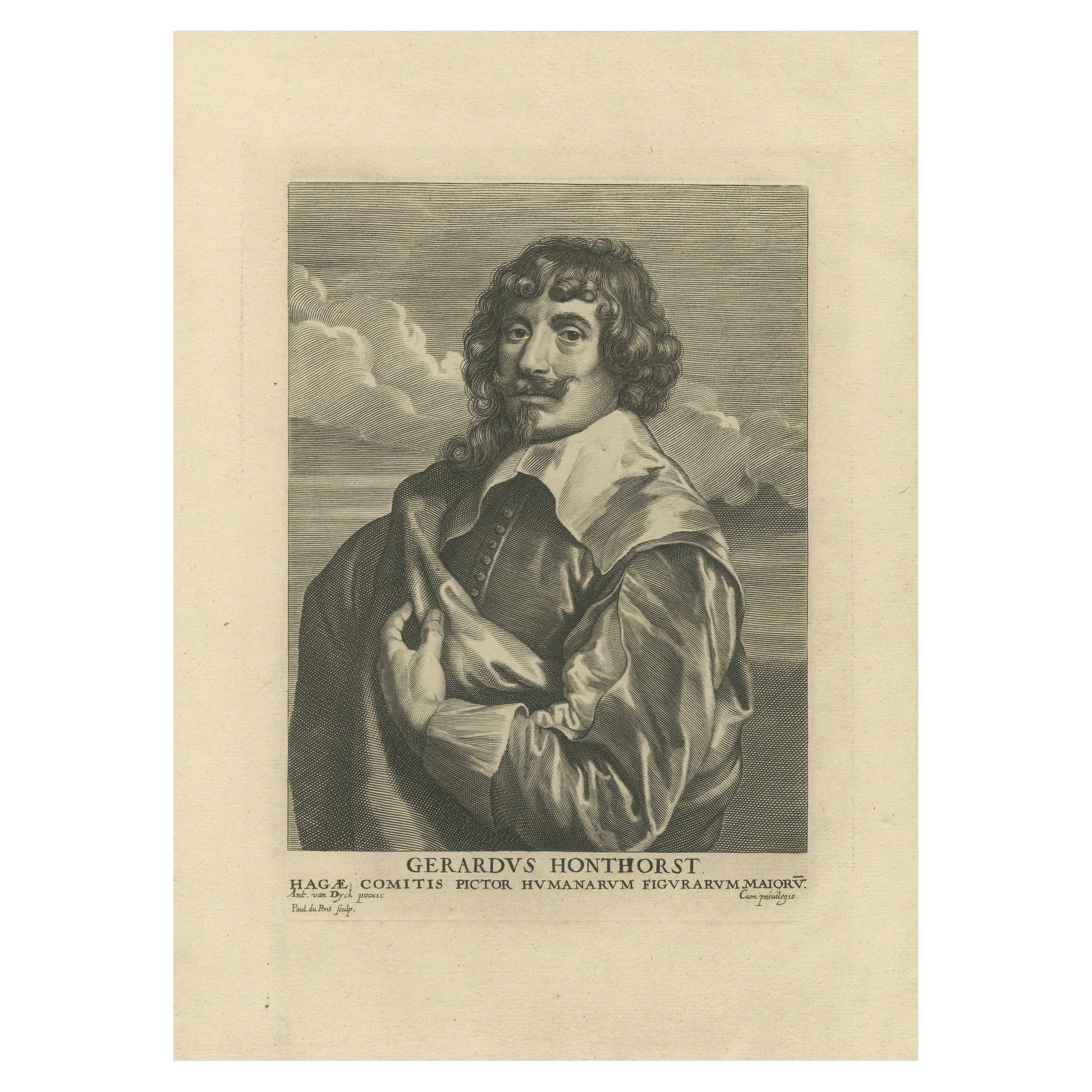 Gerard van Honthorst – Striking 17th Century Portrait Engraving after Van Dyck For Sale