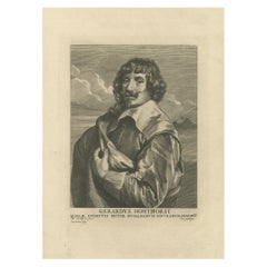 Gerard van Honthorst – Striking 17th Century Portrait Engraving after Van Dyck