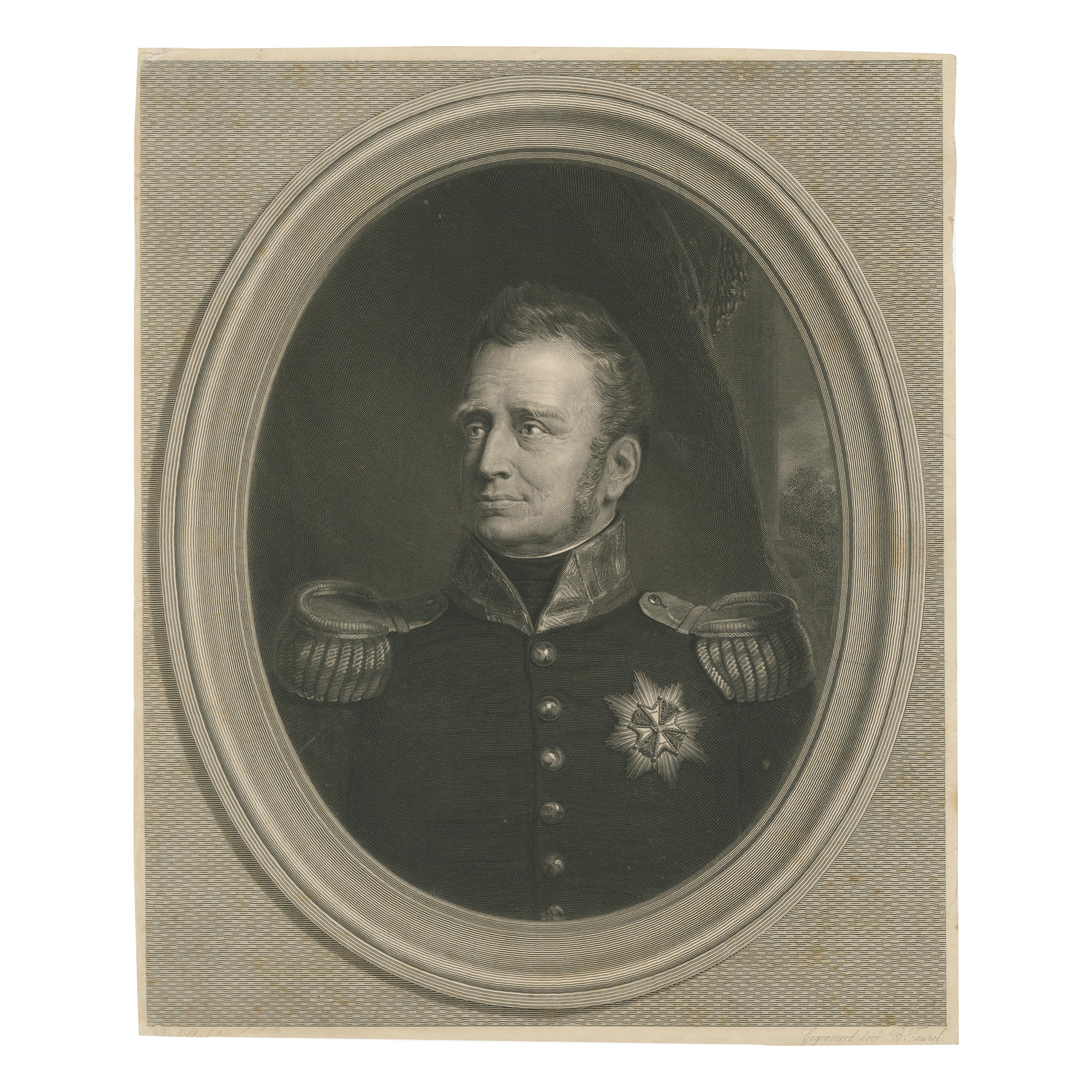 Ritratto inciso di William I+I dei Paesi Bassi secondo J.W. Pieneman, 1835
