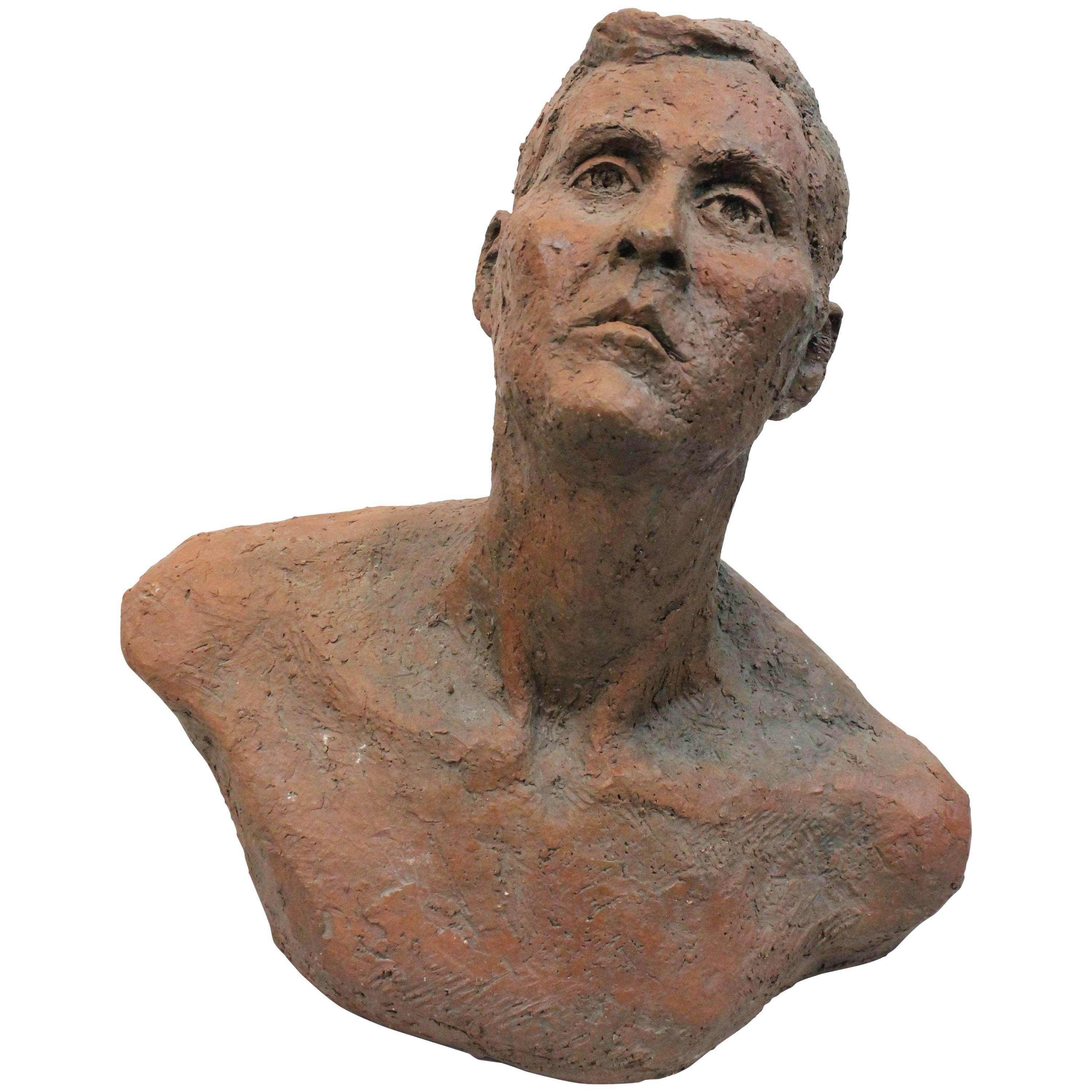 Mid-Century Terra Cotta Bust For Sale