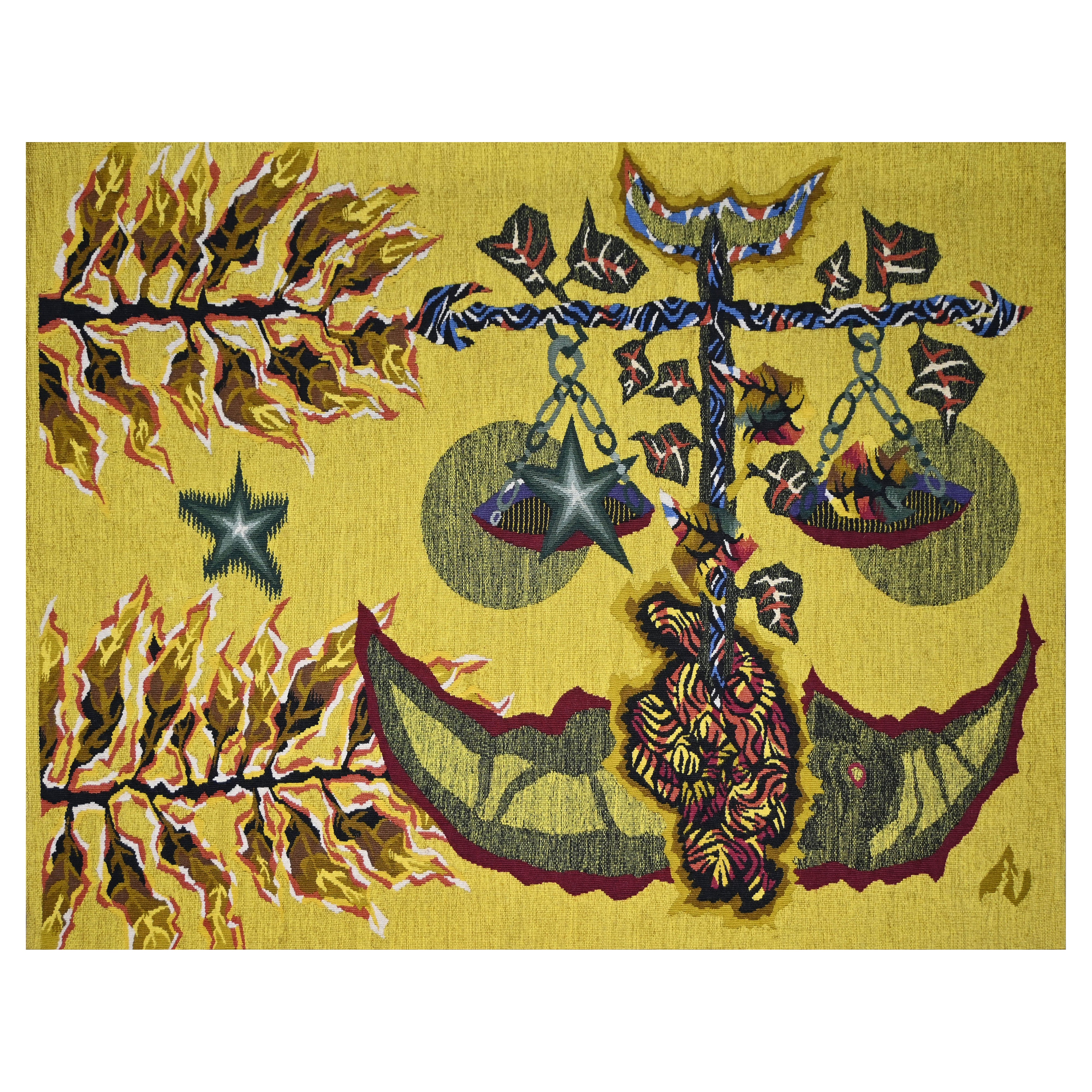 Jean Lurçat, Balance - Aubusson Wandteppich Atelier P. Legourieux - 88x116 -N 1573