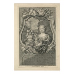 Willem IV and Princess Carolina – Antique Dutch Engraving c.1730