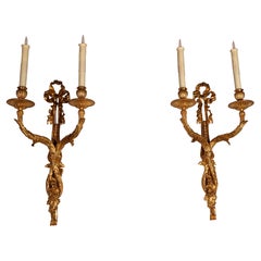Pareja Apliques Bronce Dorado 2 Luces