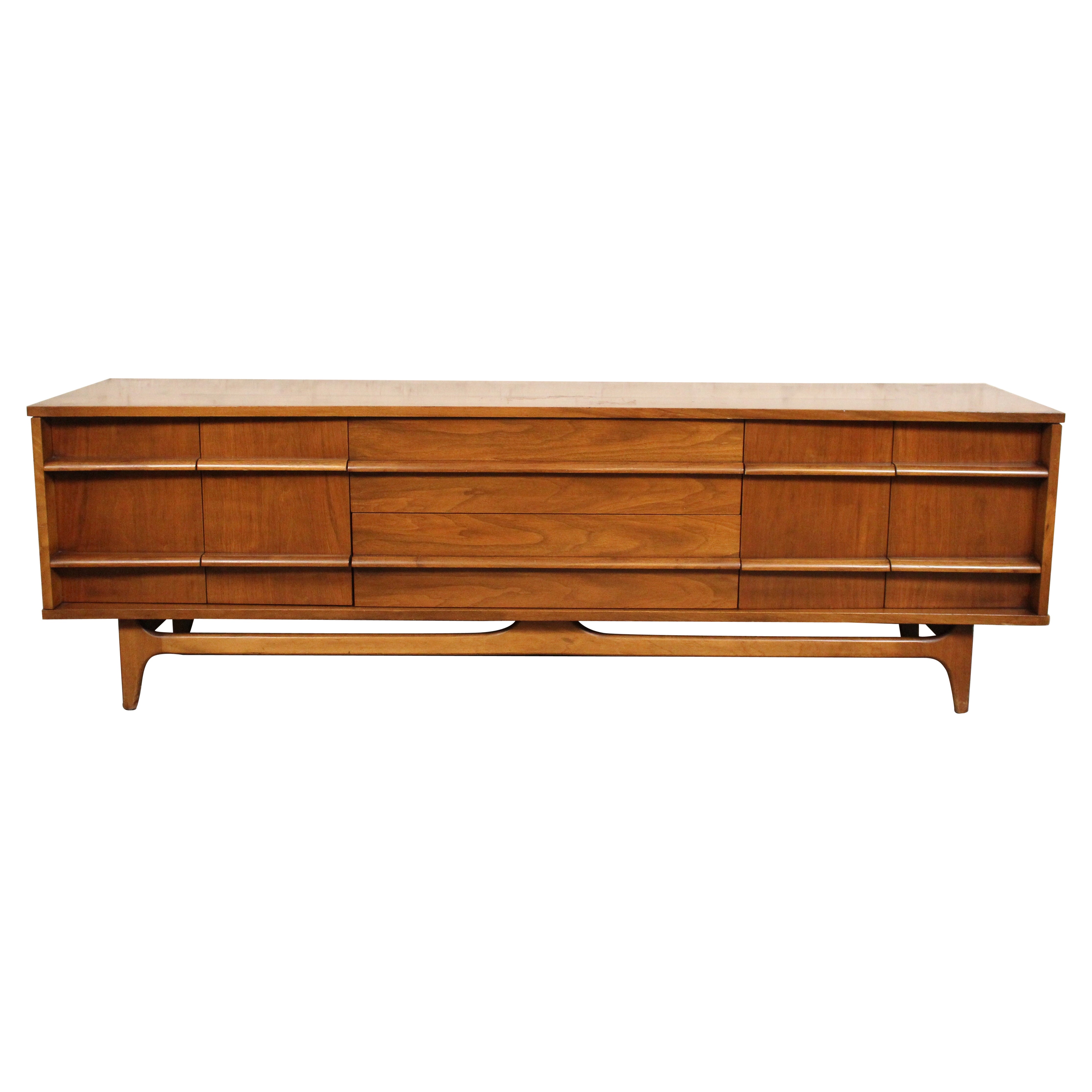 Mid-Century Curved Walnut Credenza by Young Manufacturing