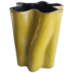 Ji Guan Hua Vase, Yellow Lacquer, Antique Copper, Limited Edition
