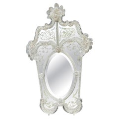 Venetian mirror in colourless Murano glass, circa 1940