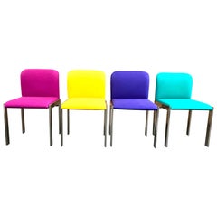 Vintage French Modern Pierre Paulin Attributed Upholstered Chairs - Set of 4