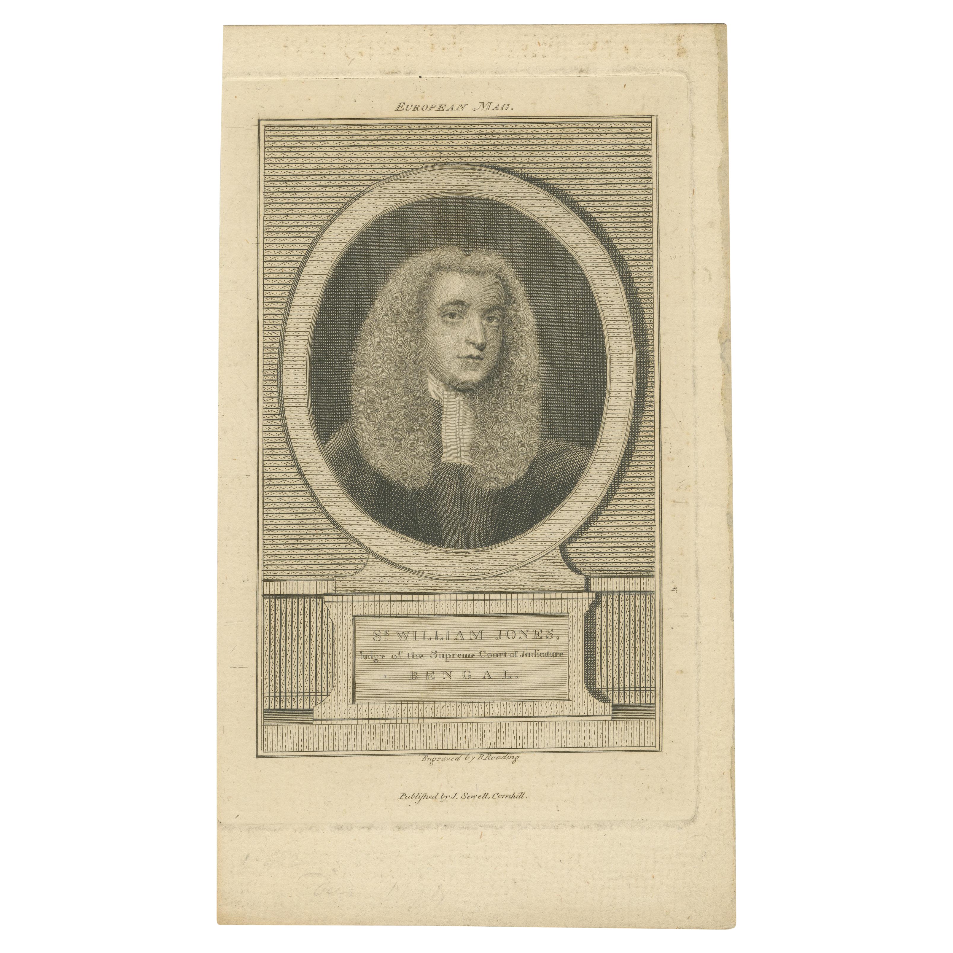 Sir William Jones – Judge of the Supreme Court of Bengal – European Mag. c.1795