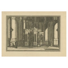 Antique Tomb of William the Silent – Nieuwe Kerk Delft – Dutch Engraving circa 1750