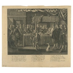 Deathbed of the Prince of Orange, circa 1647 – Historic Dutch Engraving, ca.1647