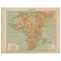 Relief Atlas Map of Africa by Hachette – Antique c.1883 French Map