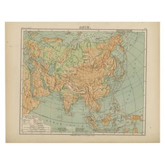 Relief Atlas Map of Asia by Hachette – Antique French Map, circa 1883
