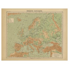 Relief Atlas Map of Europe by Hachette – Antique French Map c.1883