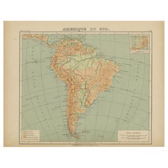 Relief Atlas Map of South America by Hachette – Antique French Map c.1883