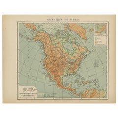 Antique Map of North America – Physical Relief Map by Hachette c.1883