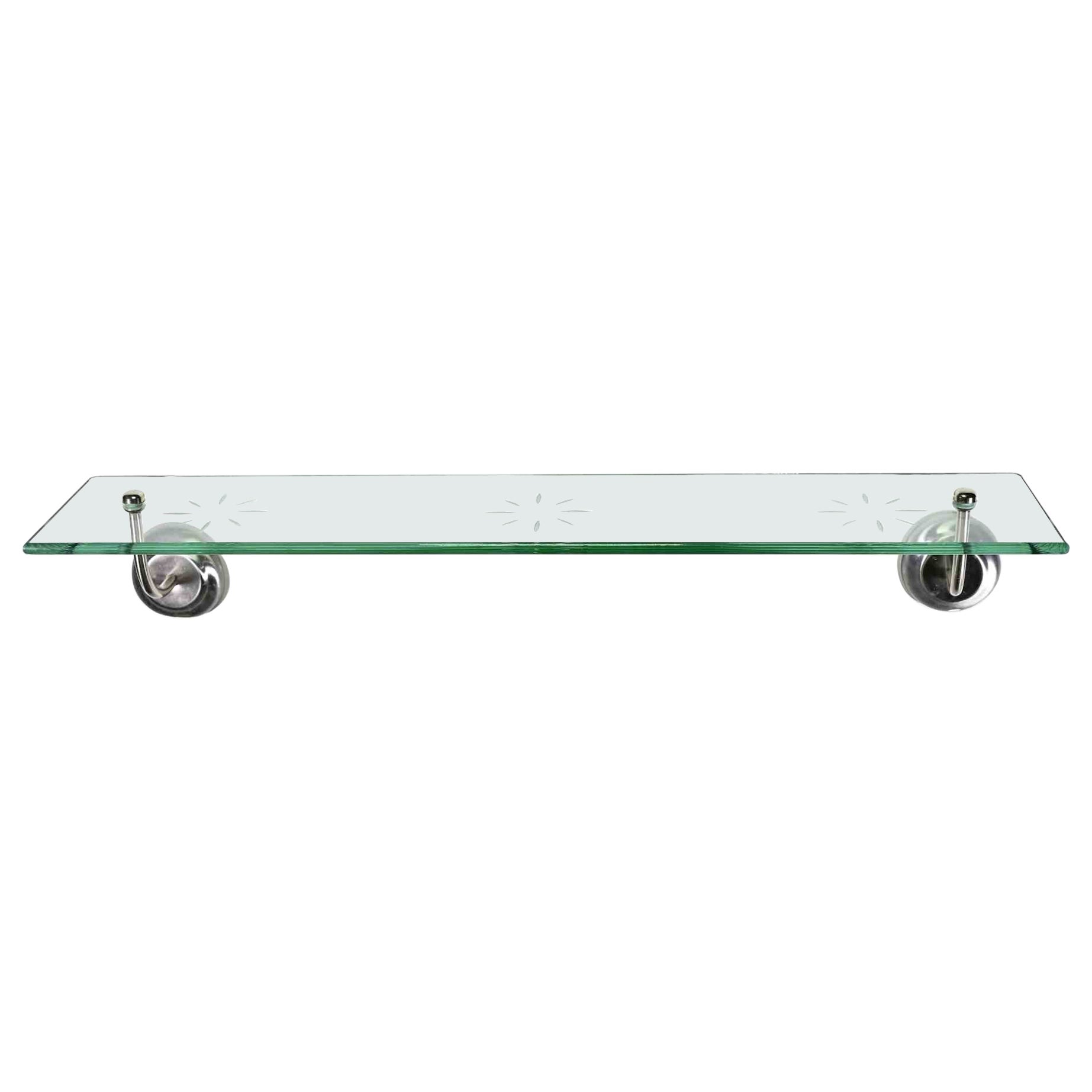 Étagère en verre décorée vintage, 1970