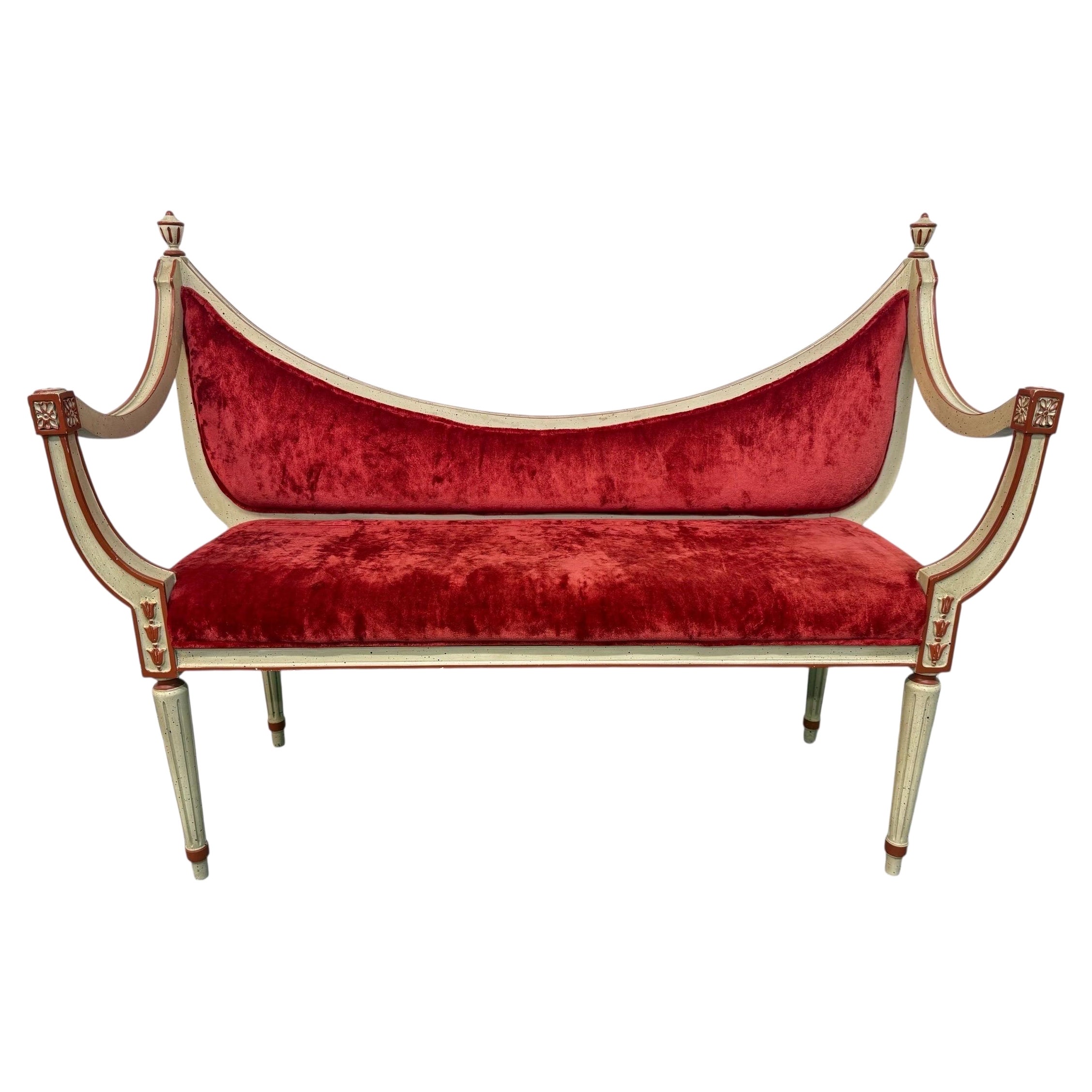 Vintage Art Nouveau Louis XVI Style Upholstering Rosso
