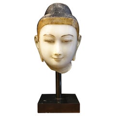 Un'enorme testa di Buddha in marmo del XVIII-XIX secolo