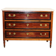 Antique French Louis XVI style Mahogany Commode with White Marble Top