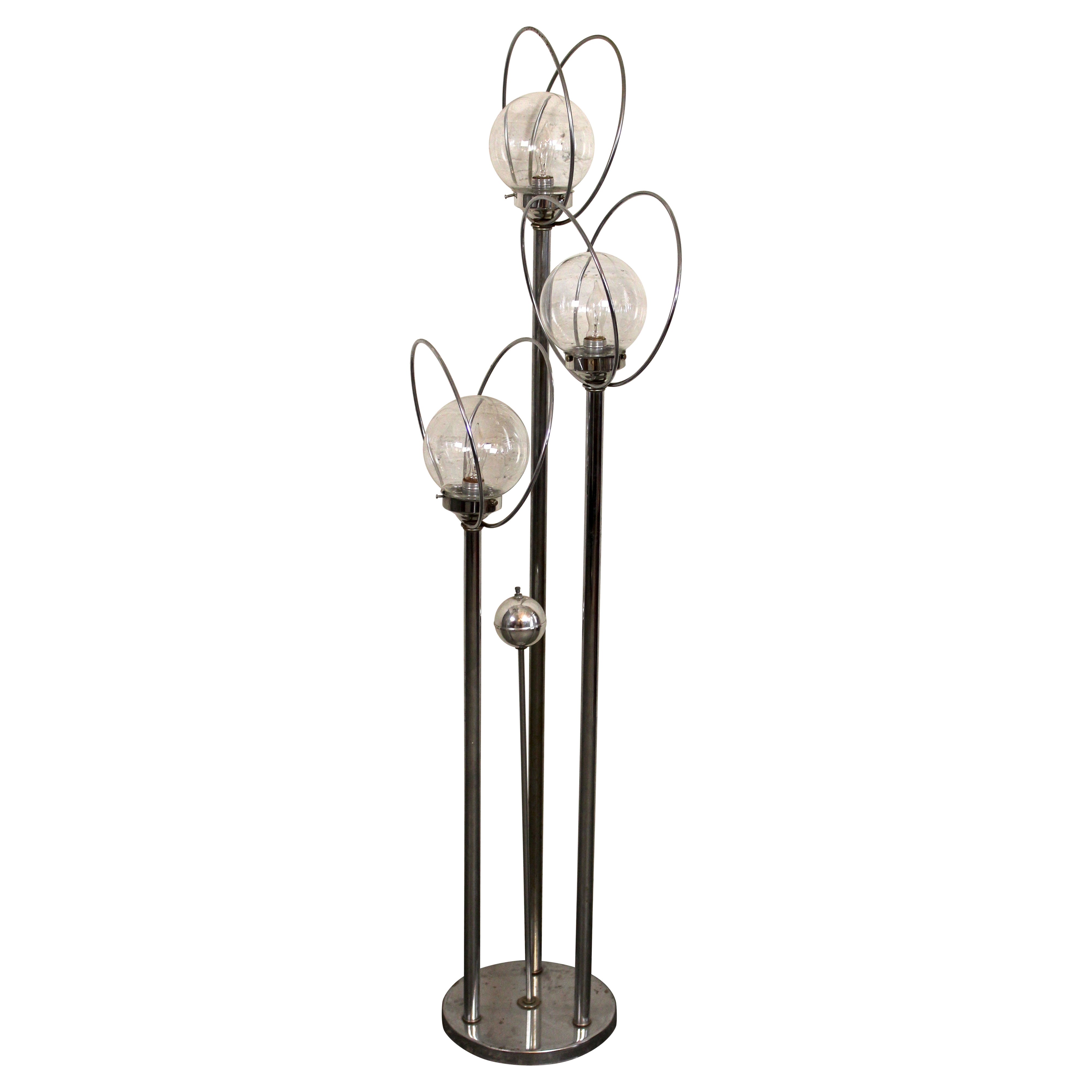Mid-Century Modern Chrome Orb Floor Lamp For Sale