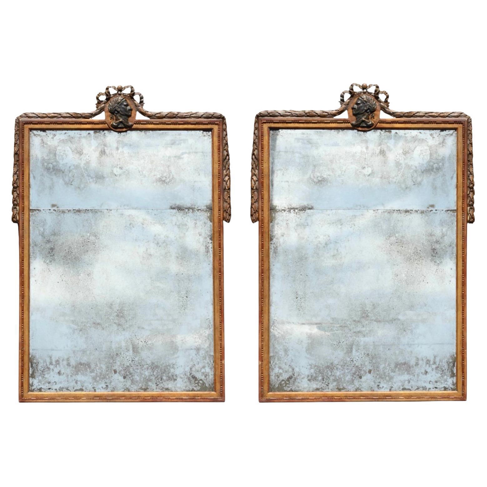 Pair of Italian Gilt Wood Mirrors
