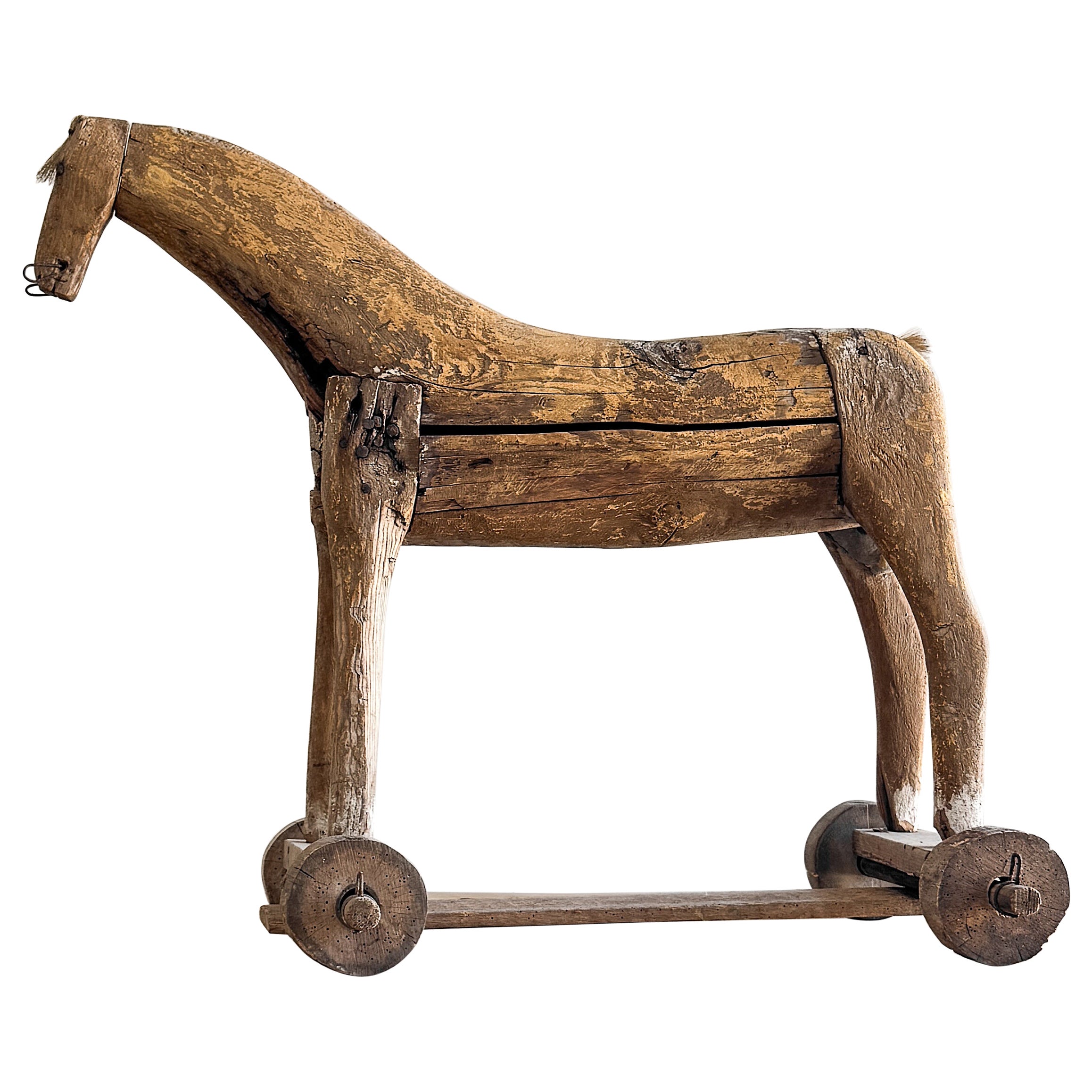 Gustavianisches Holzpferd auf Rädern aus dem 18. Jahrhundert im Angebot