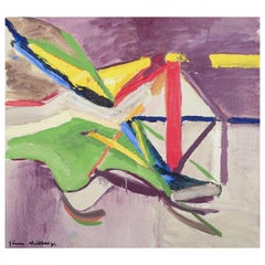 Göran Hellberg, Swedish artist. Oil on canvas. Abstract composition. 1970s