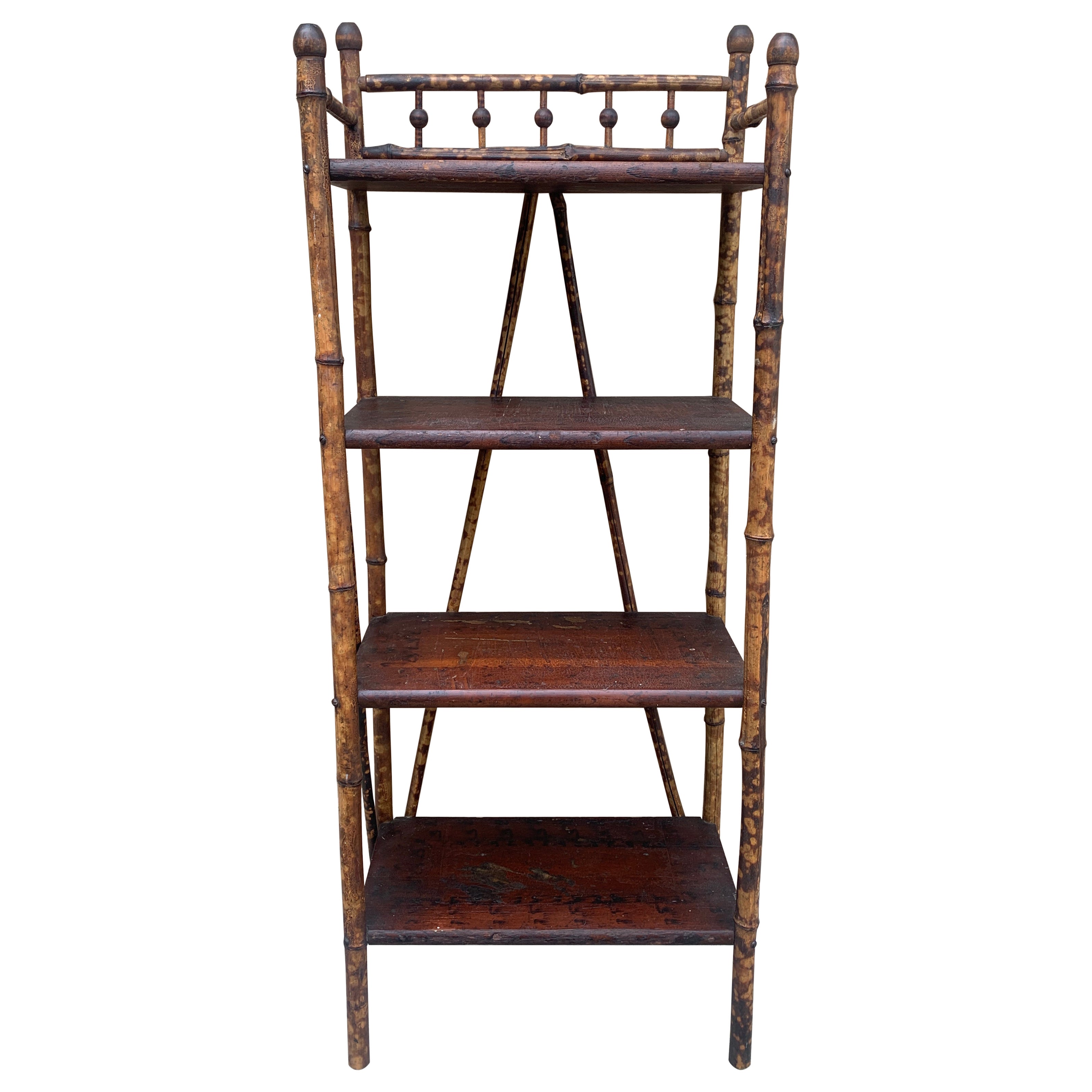 Antique American Victorian Faux Bamboo Etagere or Bookshelf For Sale