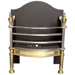 20th Century Georgian Style Iron & Brass Fireplace Basket Grate