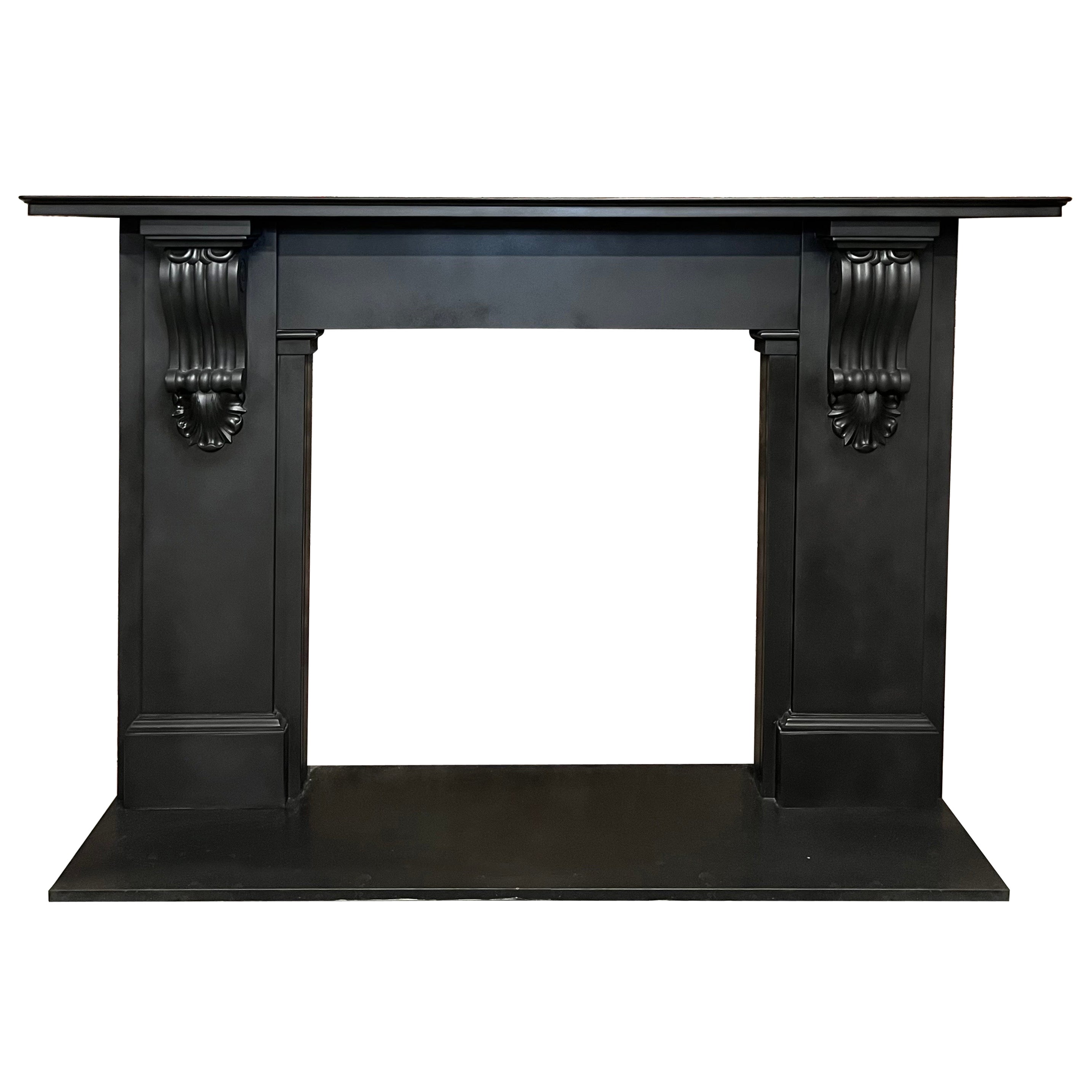 19th Century Black Slate Fireplace Mantlepiece For Sale