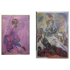 Marc Chagall Set of Vintage Offset Lithos, Pompidou and Roma 1983