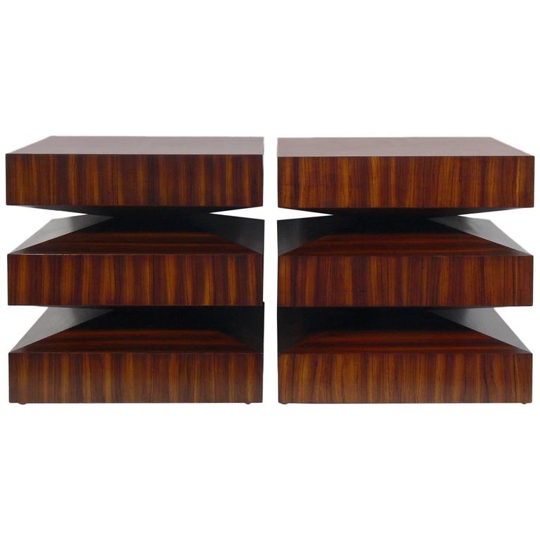 Pair of Sculptural Zebra Wood End Tables at 1stDibs