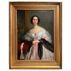 Portrait of a the Comtesse Hallez Claparede , France Circa 1850