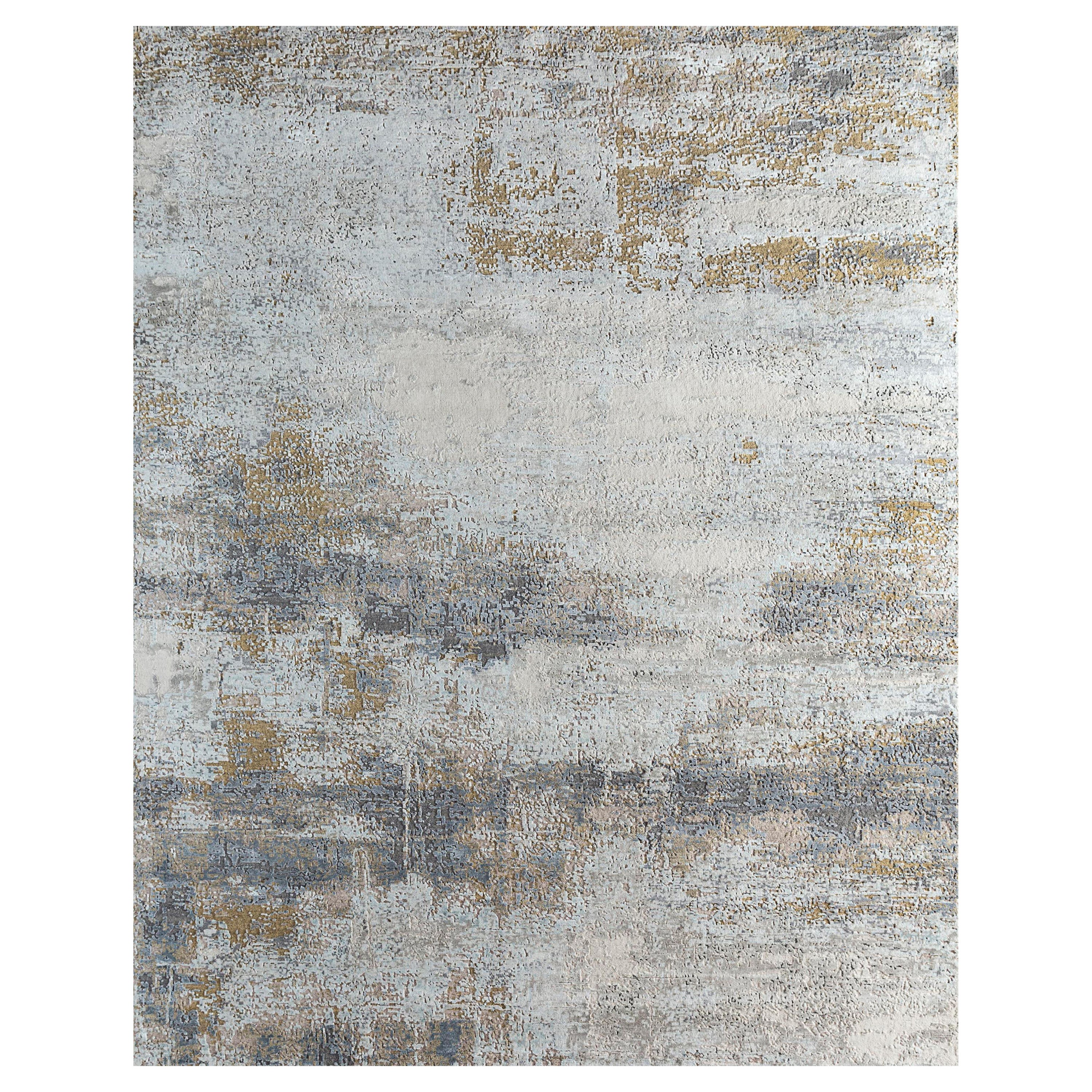 Jaipur Rugs 6x9 Ft Tapis noué à la main Laine & Bambou Soie Ivoire Moderne Abstrait