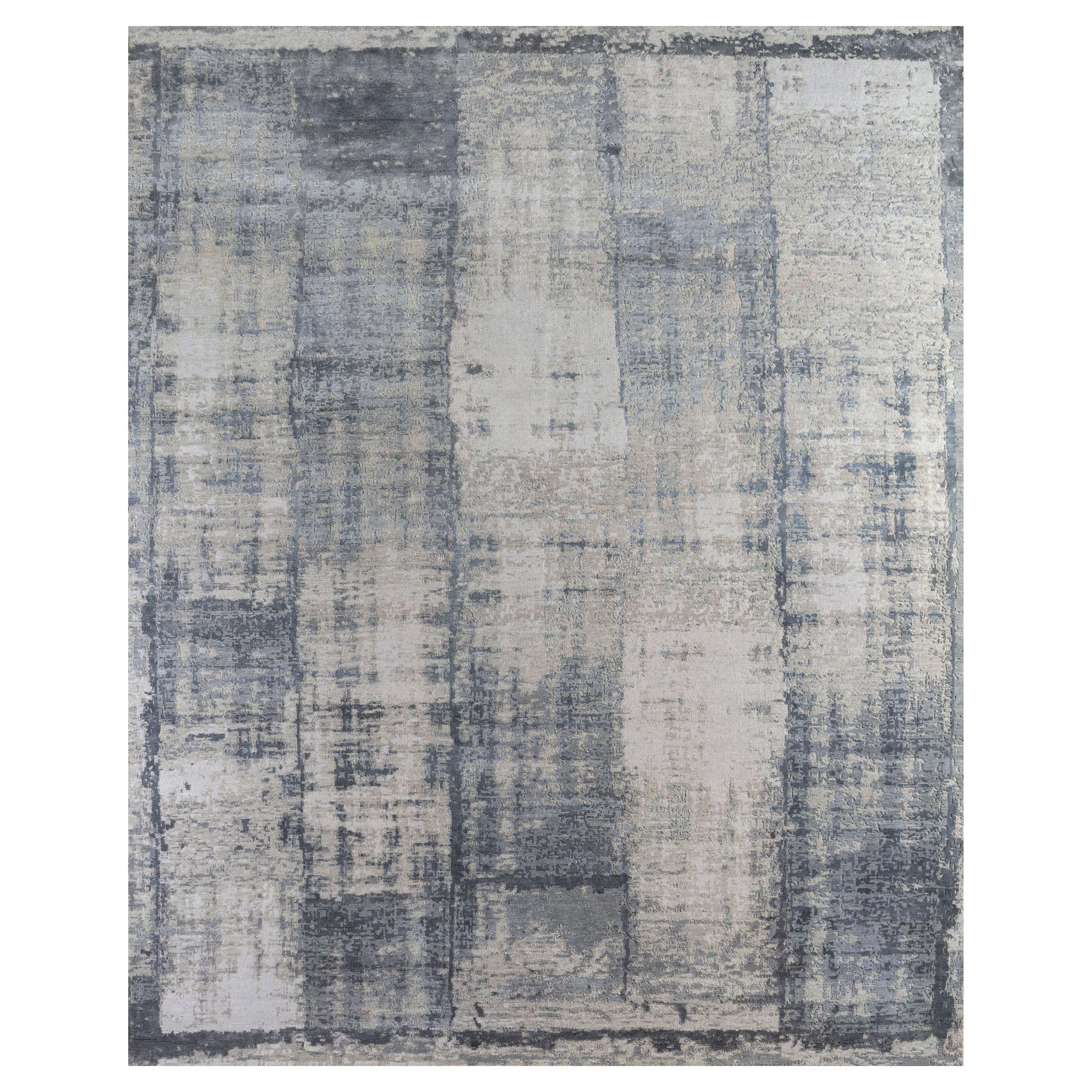 Jaipur Rugs 9x12 Piedi Tappeto annodato a mano in lana e seta di bambù Grigio e Nero