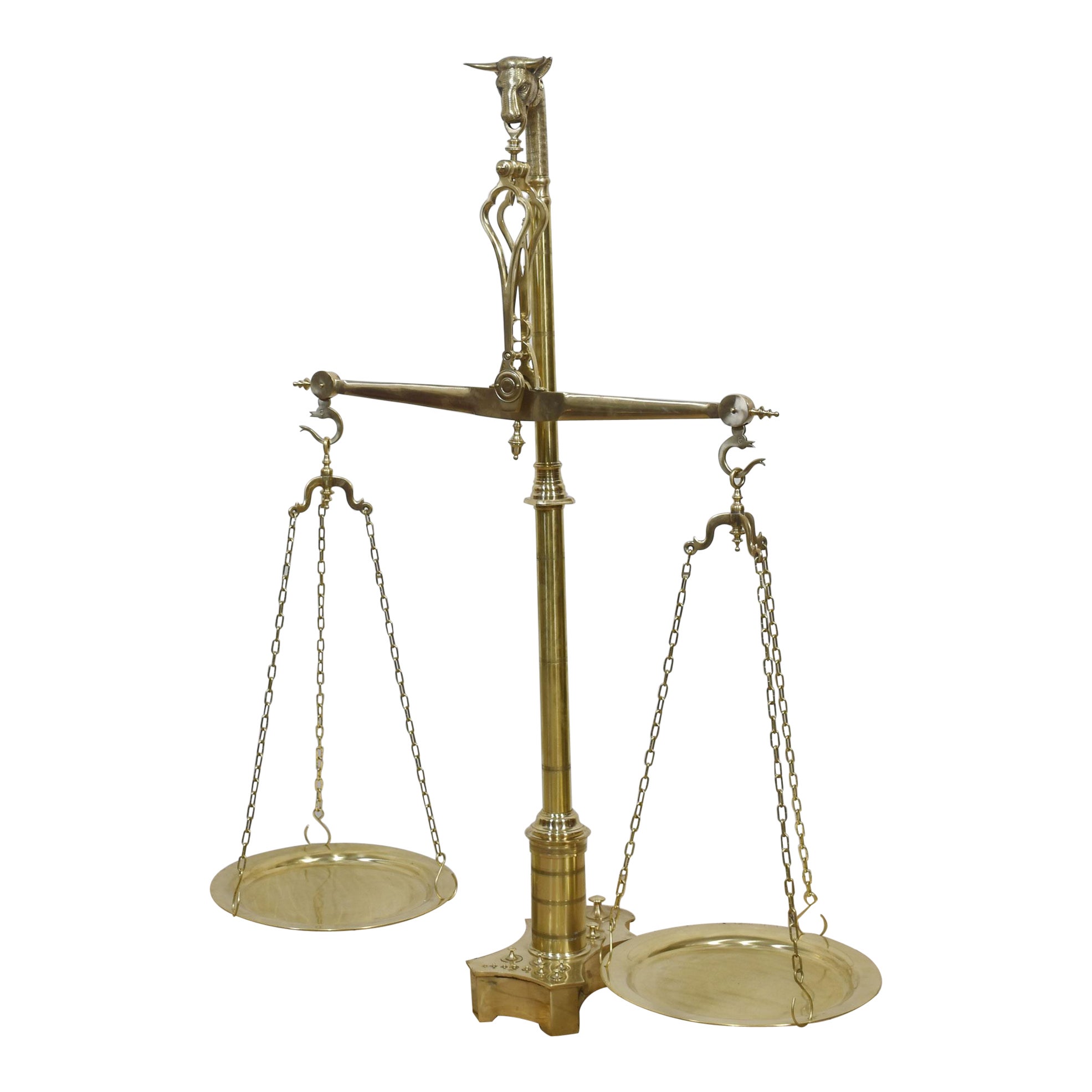 Monumental floor standing brass Butcher scale