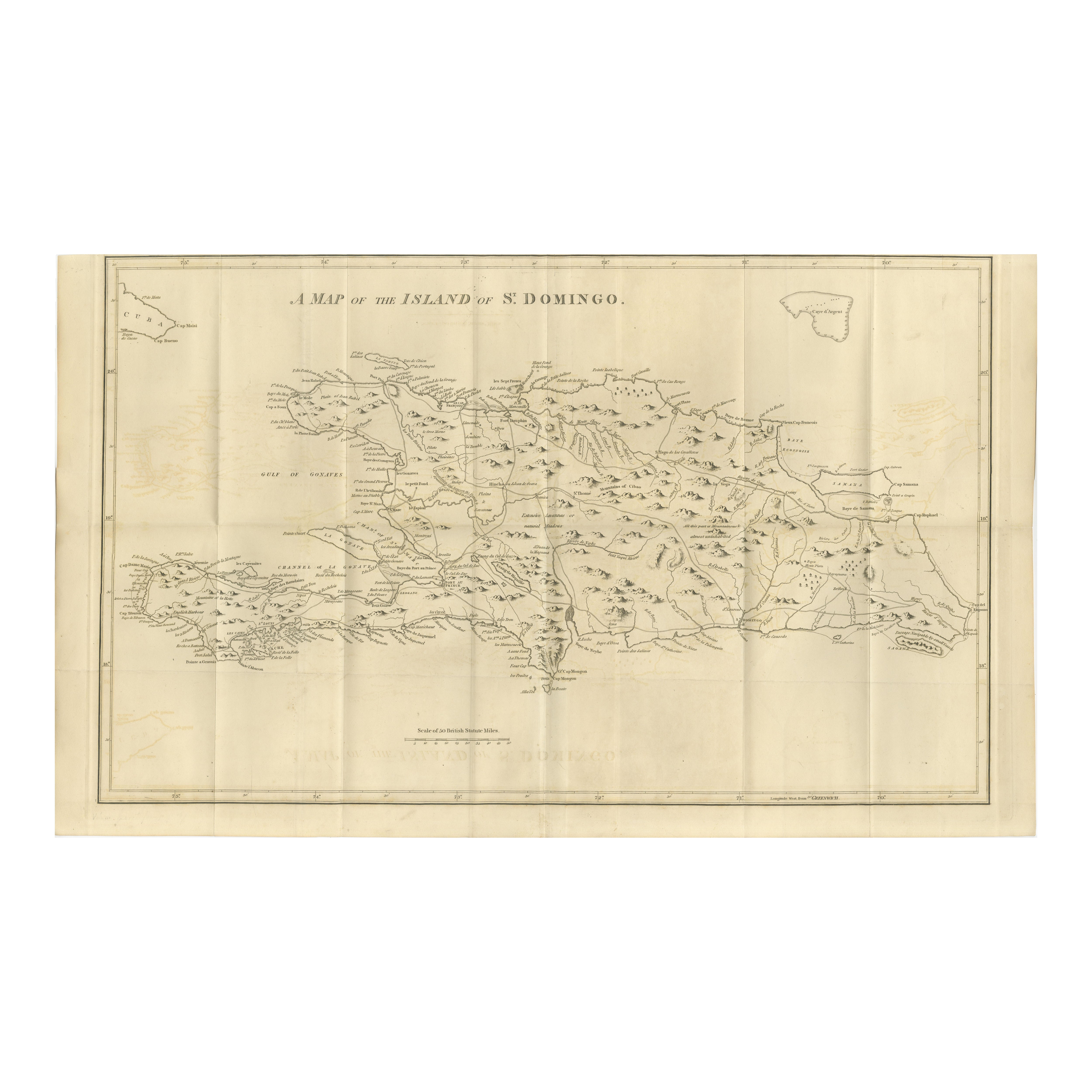 Saint Domingue Map 1793 – Colonial Haiti and Dominican Republic Plan For Sale