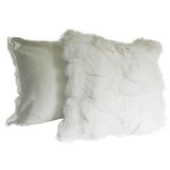 White Fox Pillow with Silk Lining