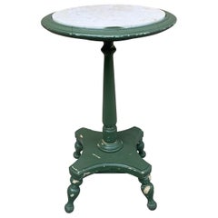 Antique American Victorian Round Marble ToP Side Table, Late 19th Century