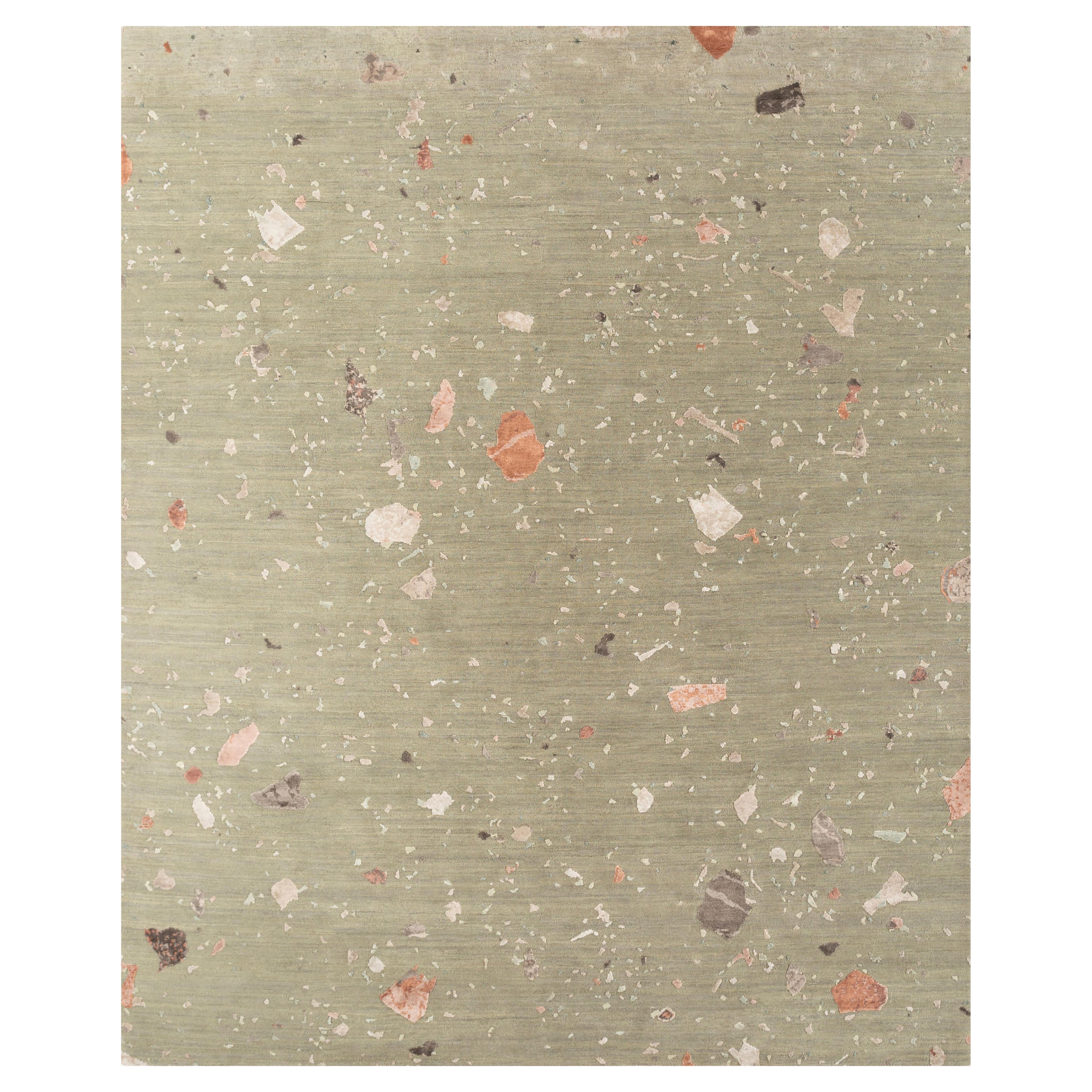 Tappeto Jaipur Rugs 4x6 Piedi Annodato a Mano in Lana e Seta di Bambù Verde Tappeto Moderno