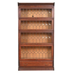 Globe Wernicke Antique Arts & Crafts Mahogany Four-Stack Barrister Bookcase