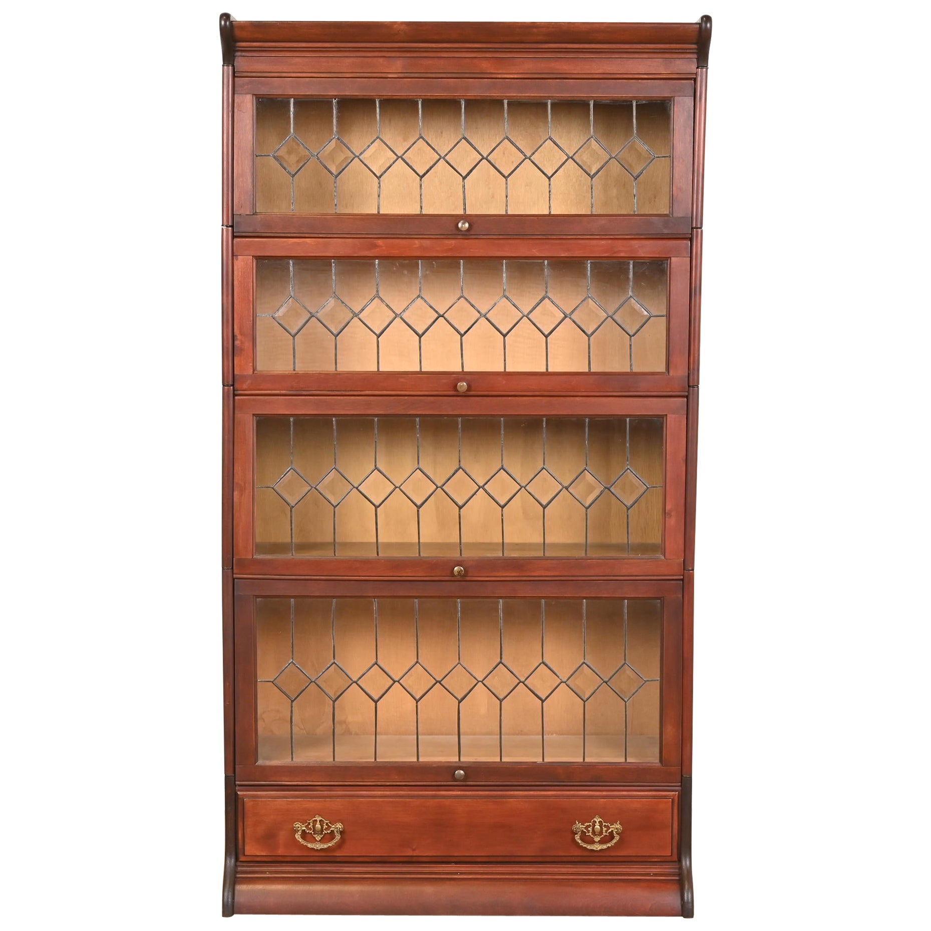 Globe Wernicke Antique Arts & Crafts Mahogany Four-Stack Barrister Bookcase