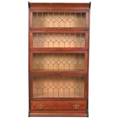 Globe Wernicke Antique Arts & Crafts Mahogany Four-Stack Barrister Bookcase