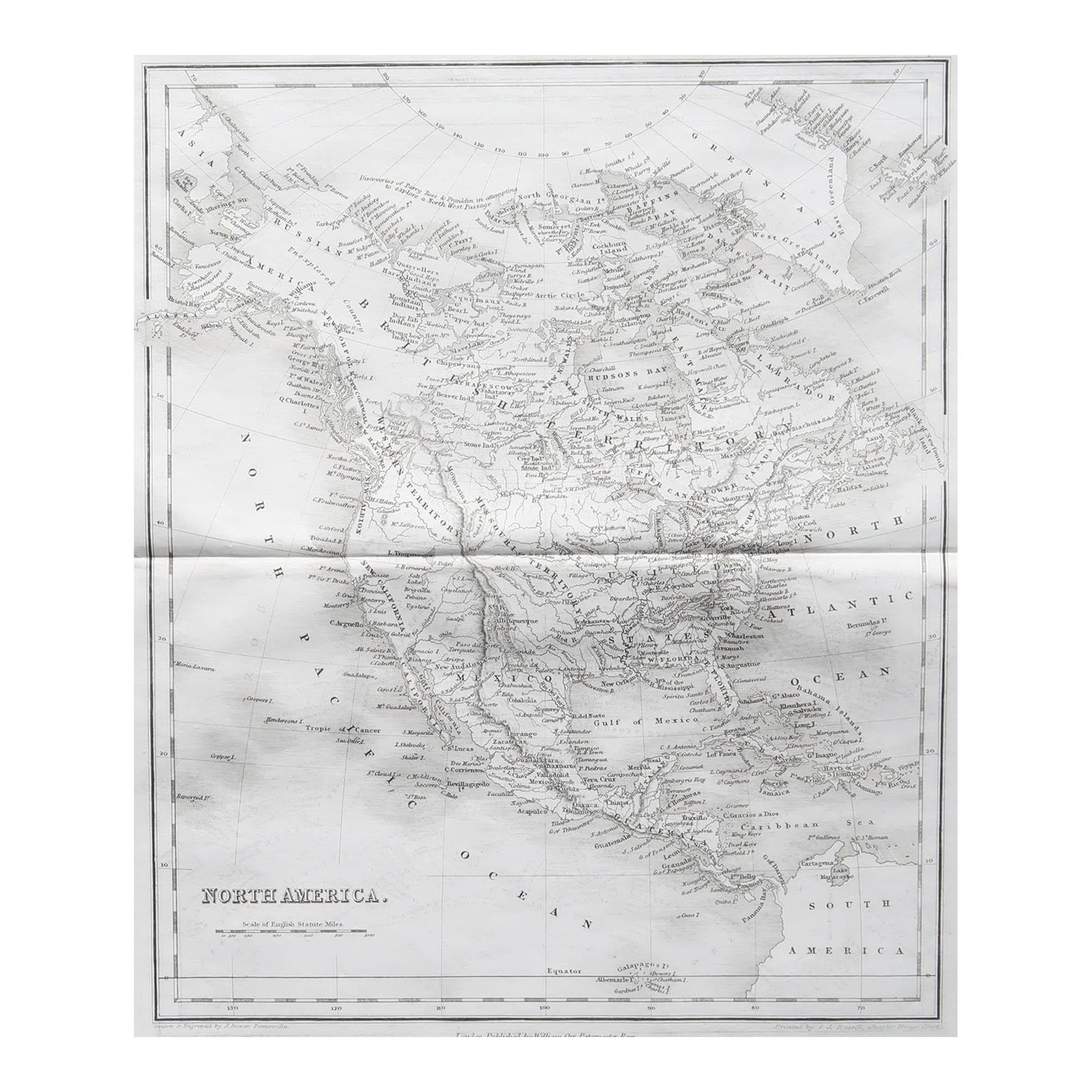 Carte ancienne originale de l'Amérique du Nord par Dower, vers 1835 en vente