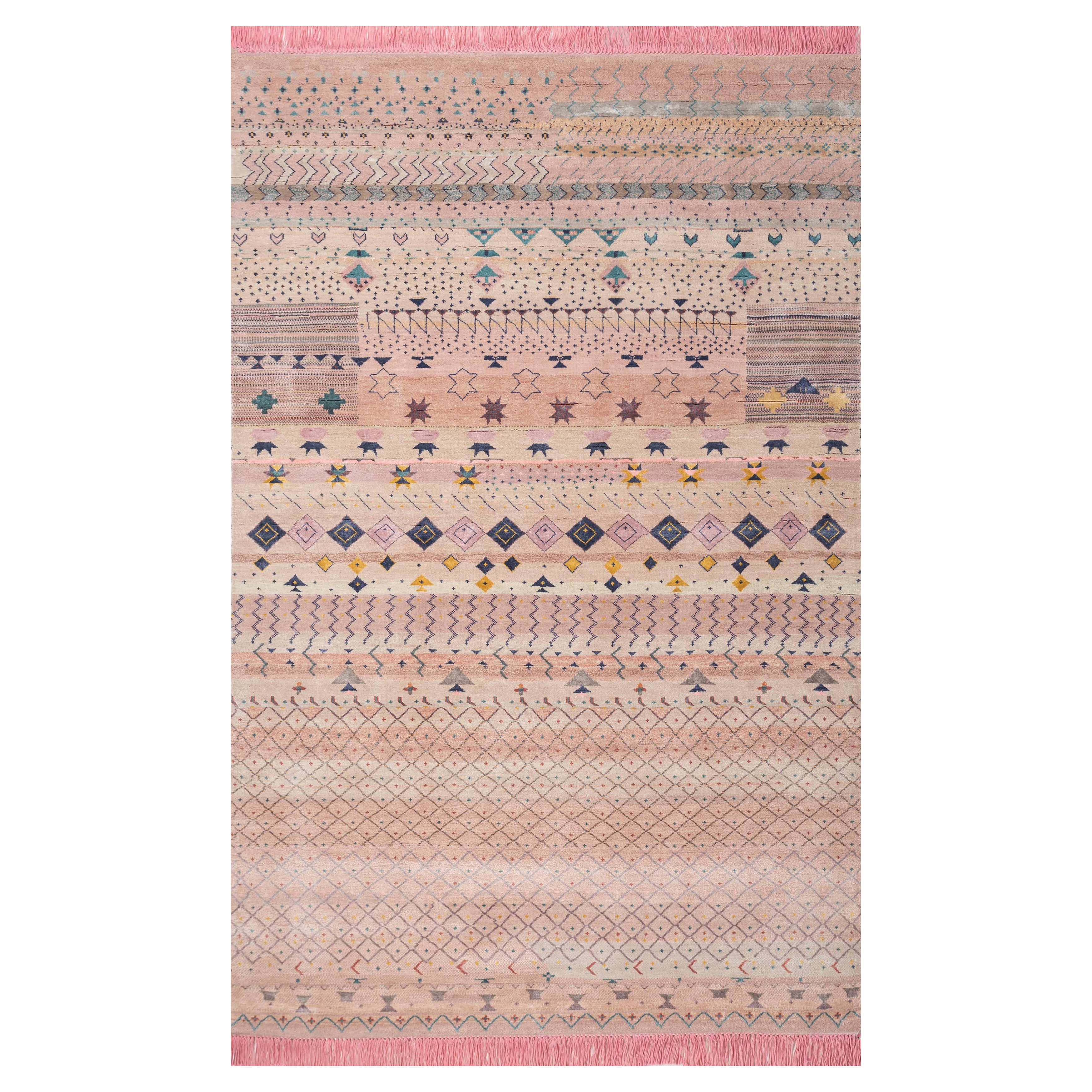 Jaipur Rugs 5x8 Feet Hand Knotted Carpet Wool and Bamboo Silk Pink & Purple Rug