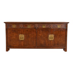 Credenza con credenza in legno di noce di Henredon Hollywood Regency Chinoiserie, CIRCA ANNI 70